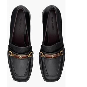 Women's 8M Tory Burch Perrine Loafer Pumps Black Leather Block Heel‎ Sold Out